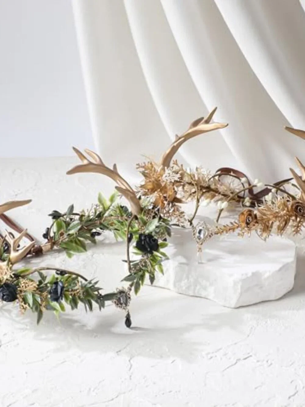 Woodland Fairy Antler Crown Flower Elf Hair Accessory Renaissance Cosplay